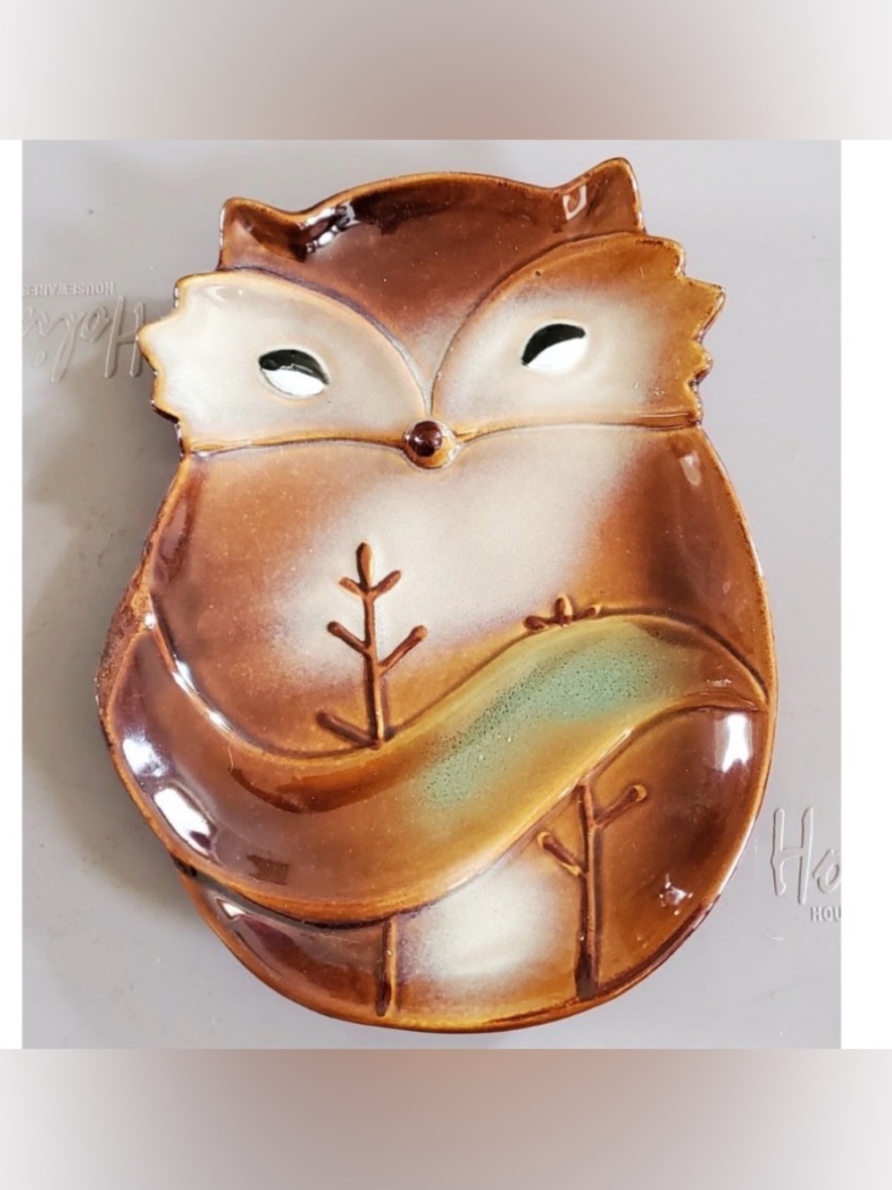 Gibson Fall Decor Home Pottery Fox Platter Cookie Tray Trinket 9" Plate